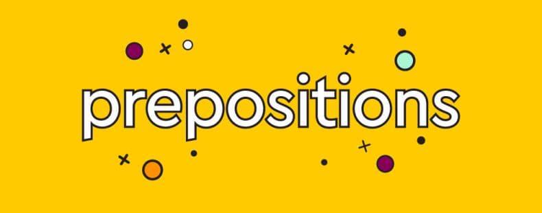 روی صفحه‌ای زردرنگ به انگلیسی نوشته شده prepositions
