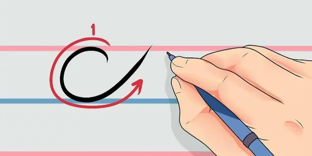 آموزش خوشنویسی انگلیسی حرف c