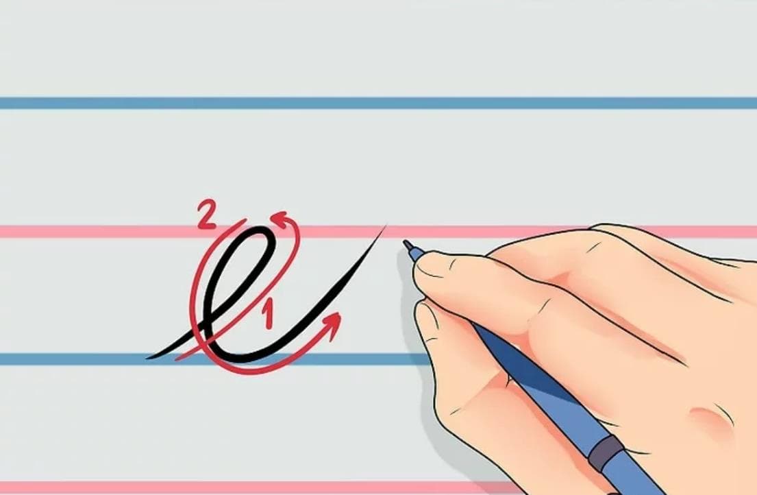 آموزش خوشنویسی انگلیسی حرف e
