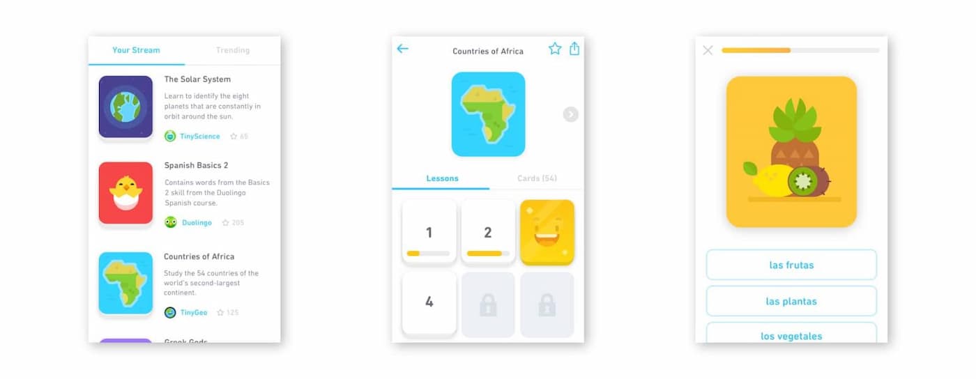 تصویری از فلش کارت‌ها در اپلیکیشن دولینگو