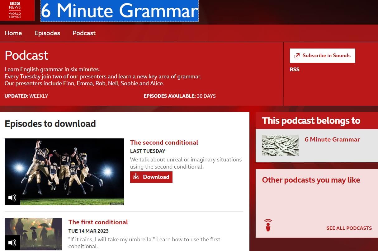 پادکست 6 Minute Grammar