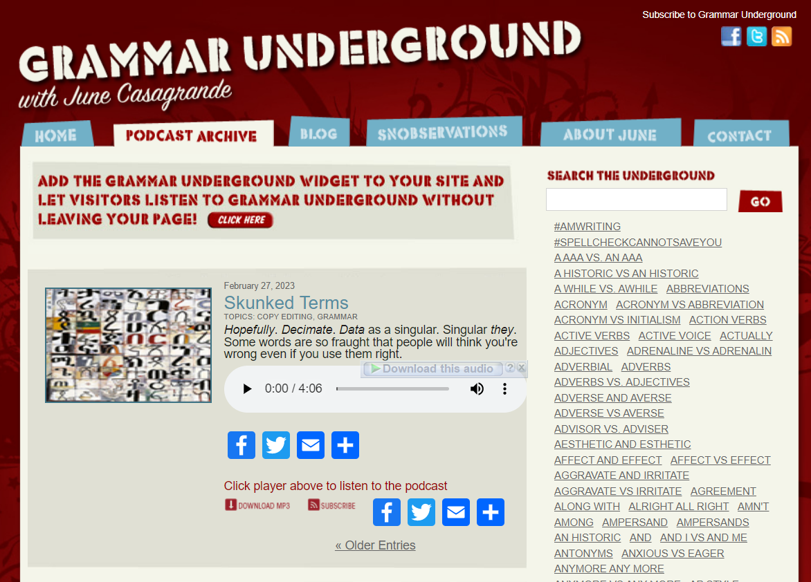 پادکست Grammar Underground with June Casagrande