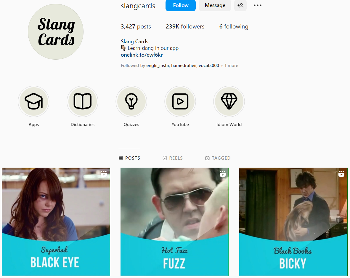 پیج Slang Cards
