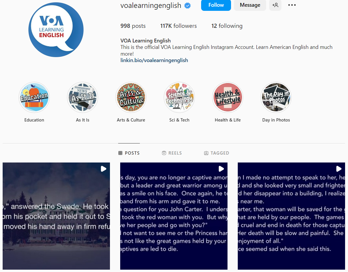 پیج VOA Learning English