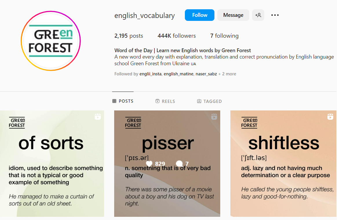 پیج اینستاگرام english_vocabulary