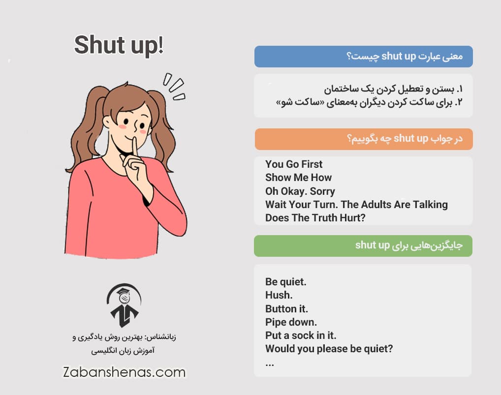 در پاسخ shut up چه بگوییم؟