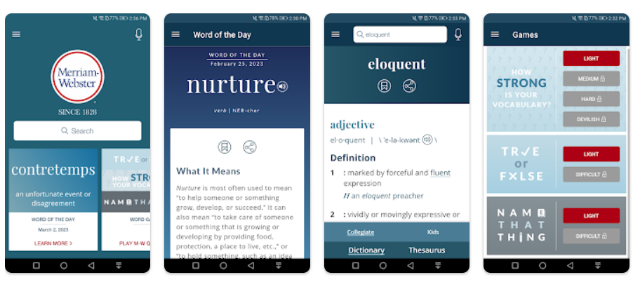 پلتفرم آنلاین  Merriam-Webster