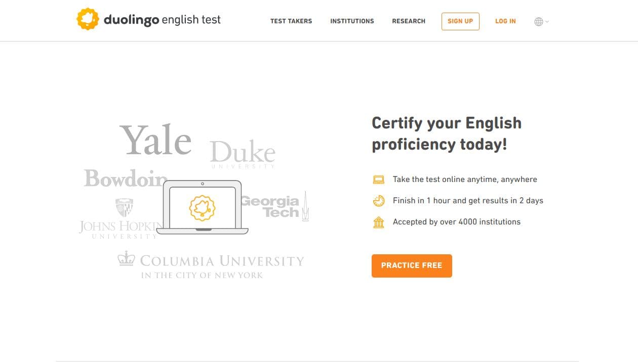 تصویری از نحوه ثبتنام آزمون دولینگو