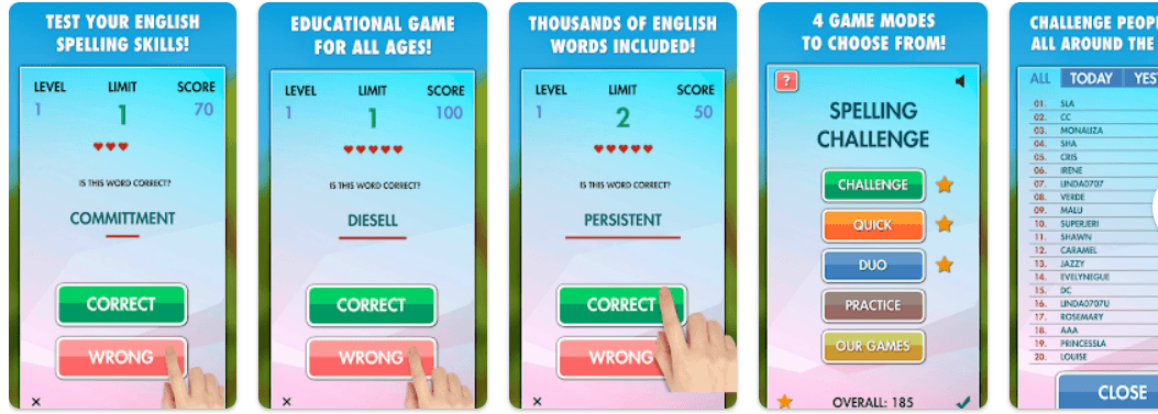 برنامه Spelling Challenge