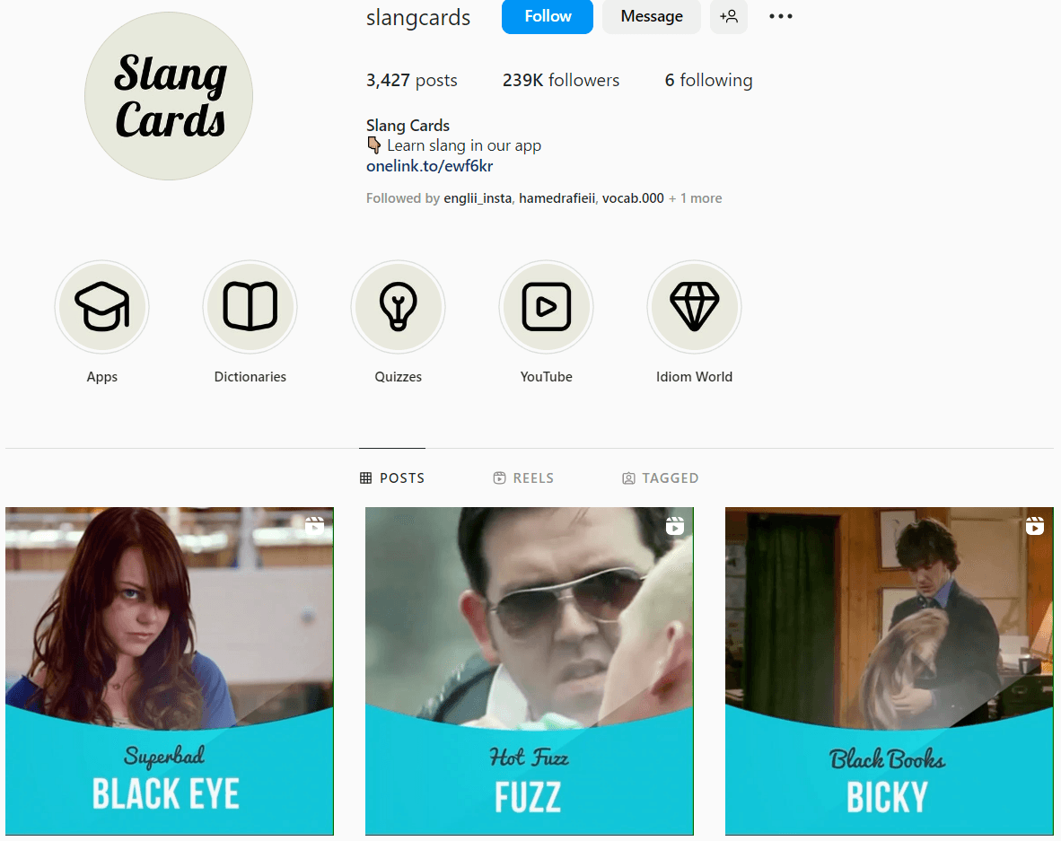 پیج Slang Cards