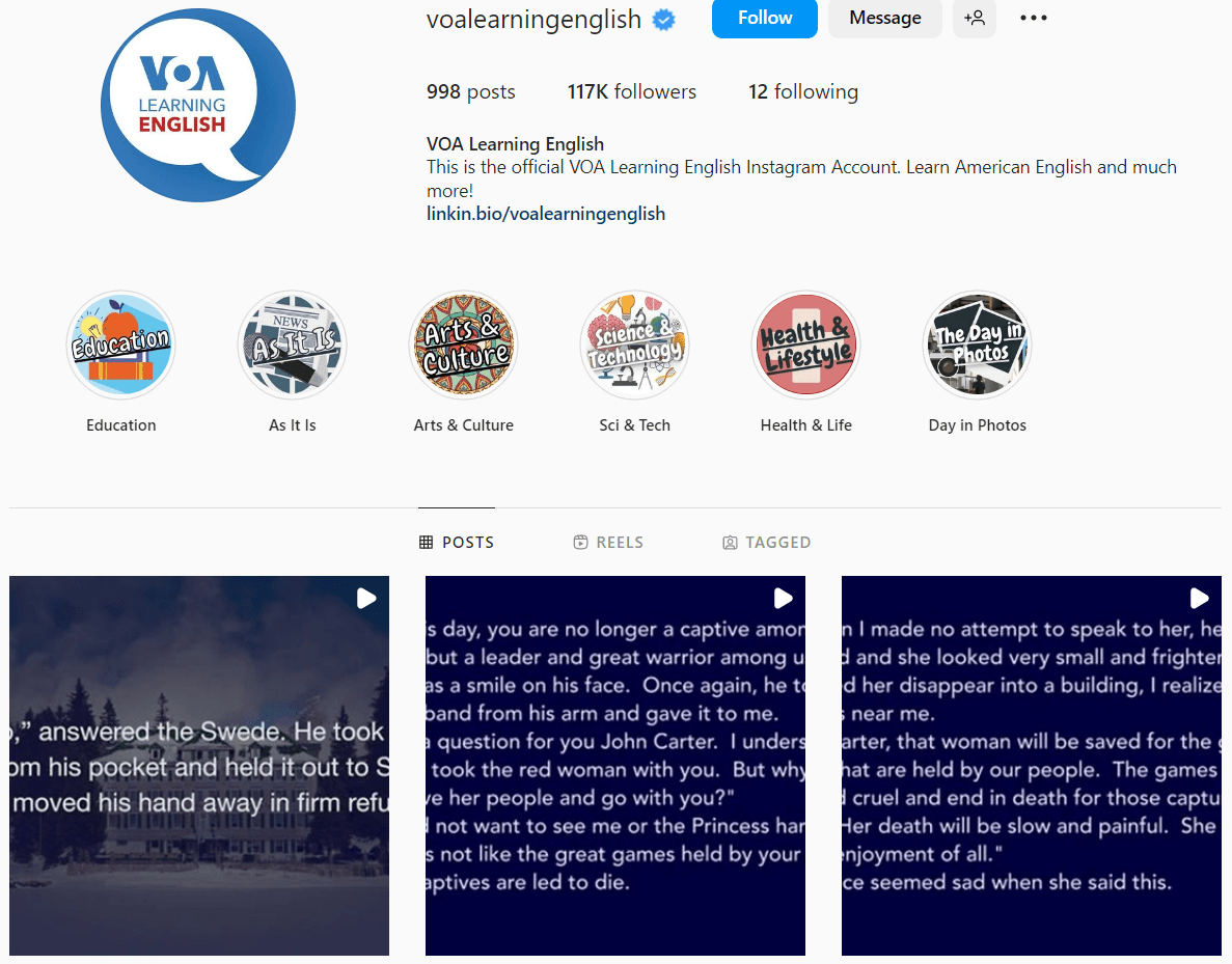 پیج VOA Learning English