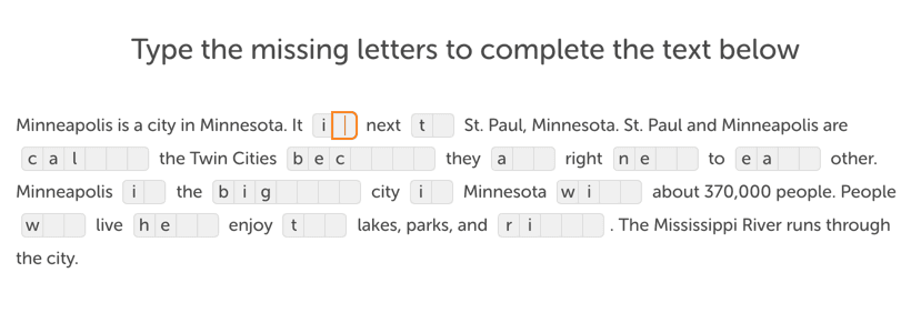تکمیل کلمات یک پارارگراف در آزمون دولینگو