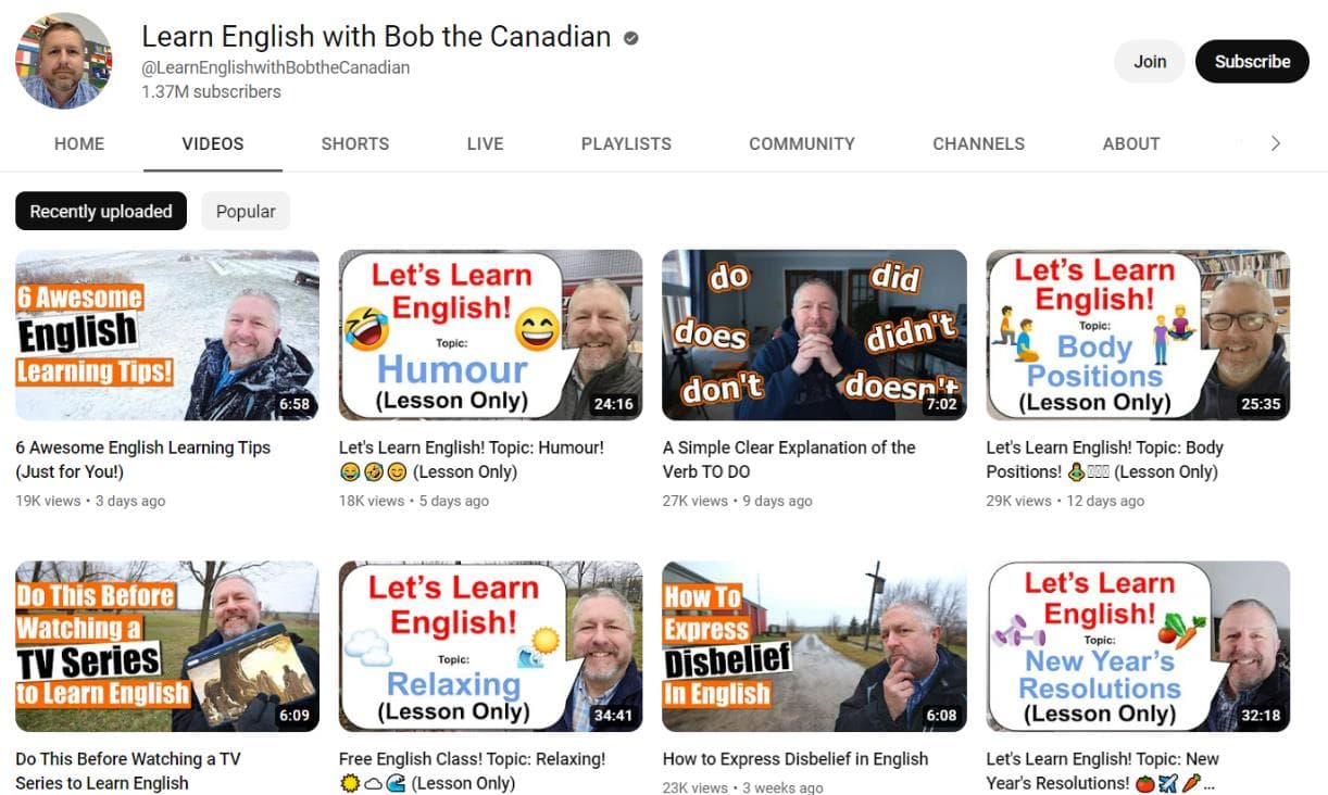 کانال Learn English with Bob the Canadian.jpg