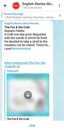 تصویری از کانال تلگرام English stories moral novels