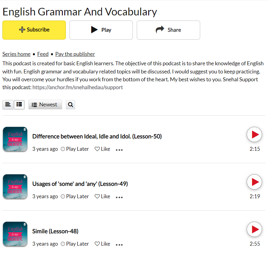  پادکست English Grammar And Vocabulary